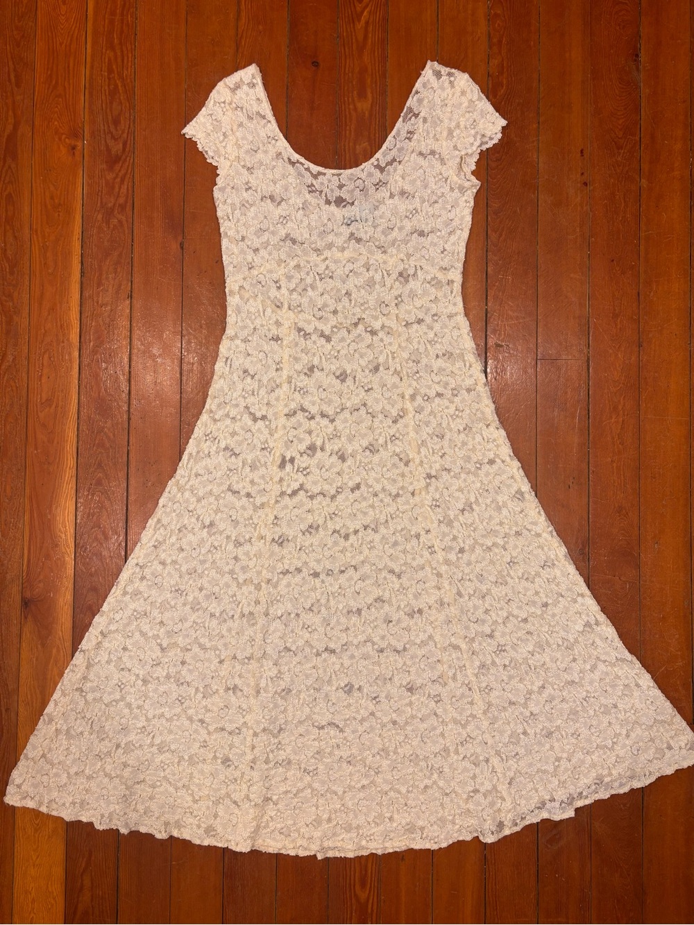 Ivory Lace Maxi Dress Size L Cottagecore Boho Wedding Western Coastal Cowgirl